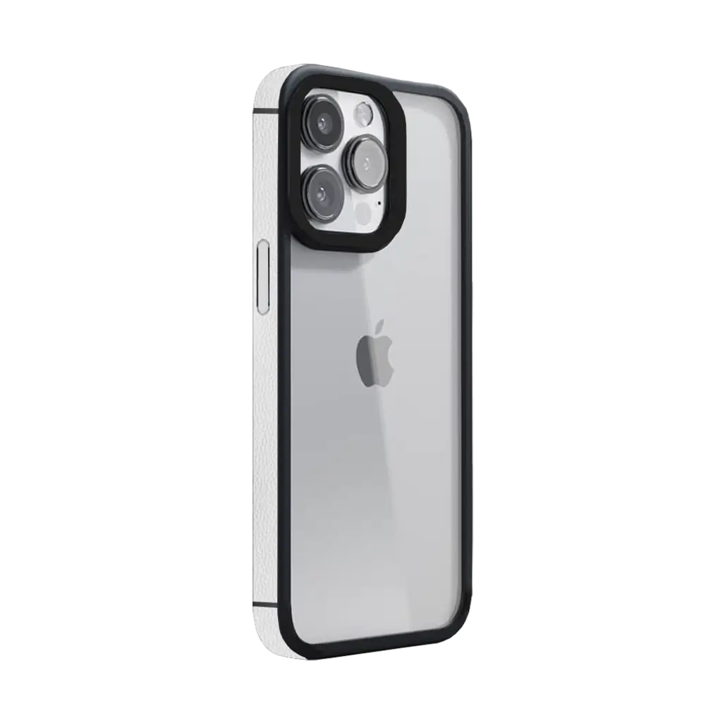 قاب آیفون 13 پرو مکس شفاف با جزئیات بافت چرم