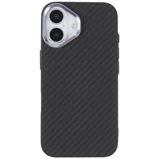 قاب مگ سیف آیفون 16 طرح فیبر کربن مشکی خاکستری مدل RMO