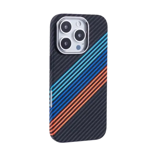 کاور اپل طرح فیبر کربن مشکی-آبی-قرمز